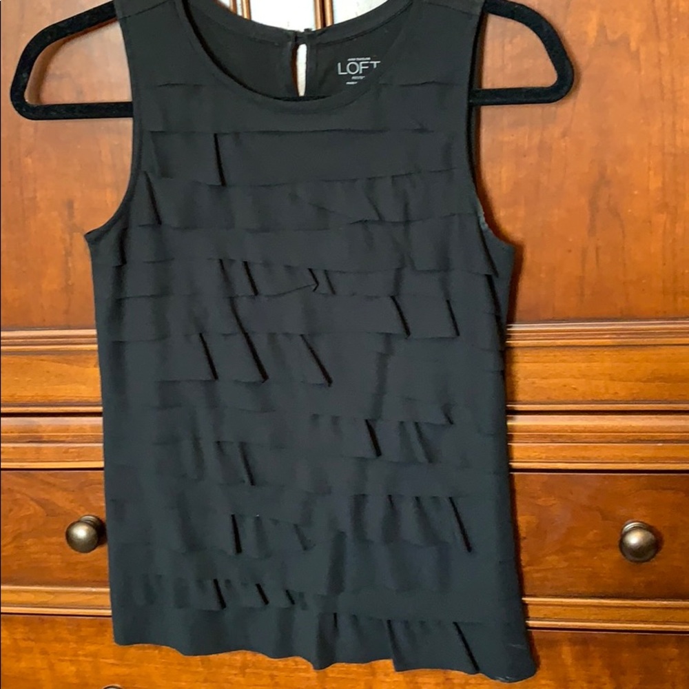Loft black ruffled top